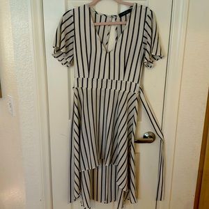 White dress with black stripes!